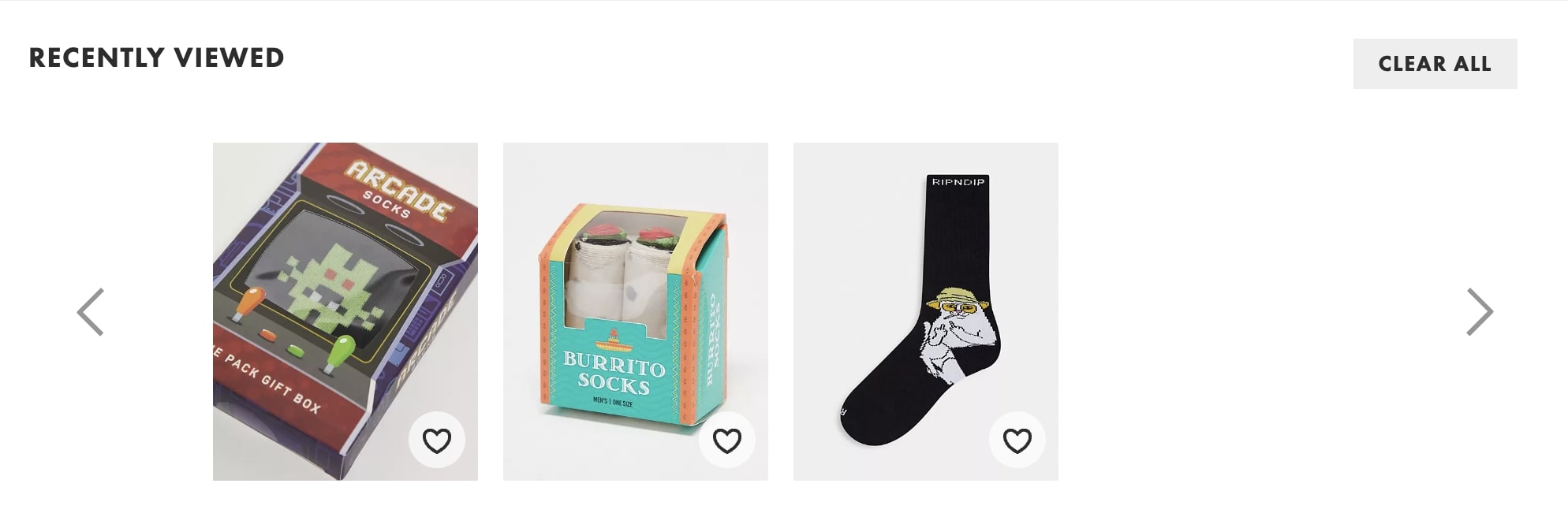 "Recently Viewed" feature from the Asos.com website