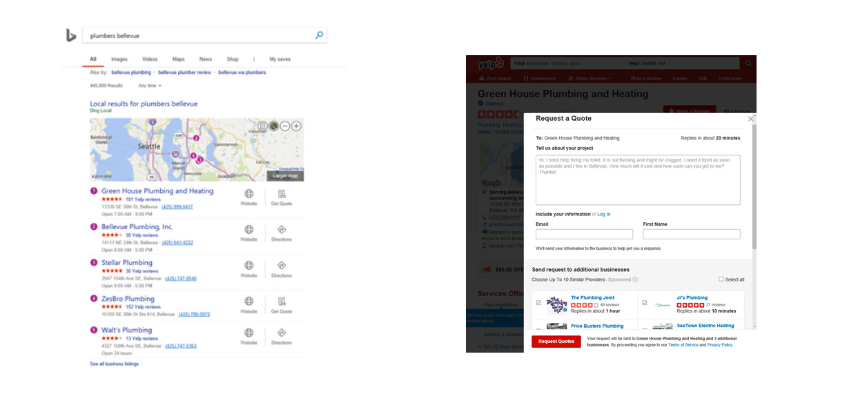 Alternatives - Bing adds a "10 providers similar to the one you are viewing" feature.