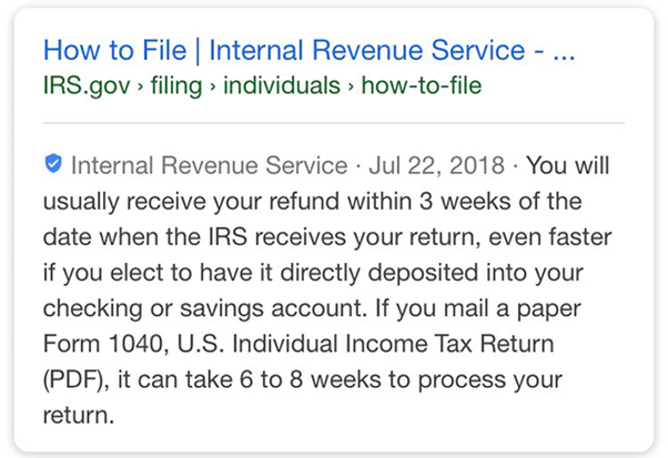 Screenshot showing Googles blue shield